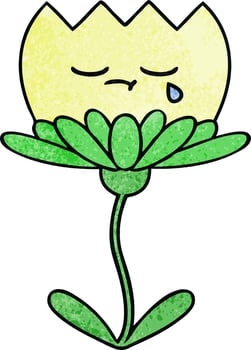 retro grunge texture cartoon flower vector