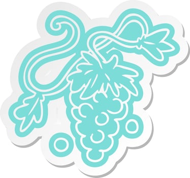 cartoon sticker of grapes on vine vector
