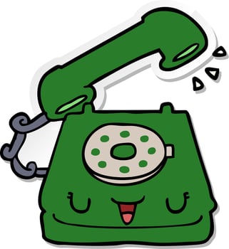 distressed sticker of a cute cartoon telephone vector