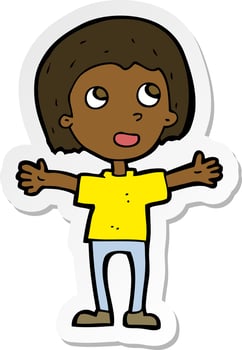 sticker of a cartoon happy person vector