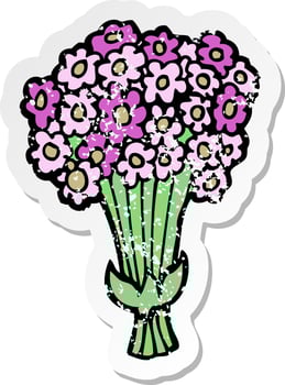 retro distressed sticker of a cartoon flowers vector