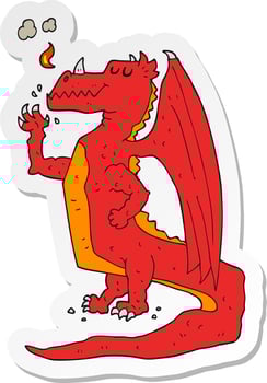 sticker of a cartoon happy dragon vector