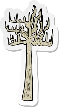 sticker of a old bare tree cartoon vector