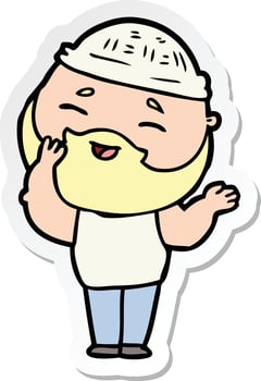 sticker of a cartoon happy bearded man vector