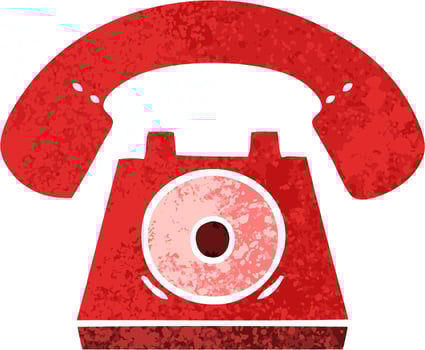 retro illustration style cartoon red telephone vector