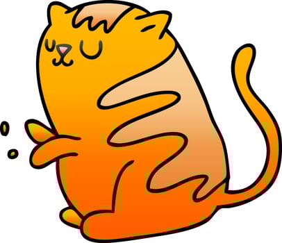 quirky gradient shaded cartoon cat vector