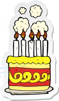 sticker of a cartoon cake vector