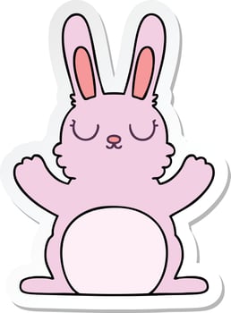 sticker of a quirky hand drawn cartoon rabbit vector
