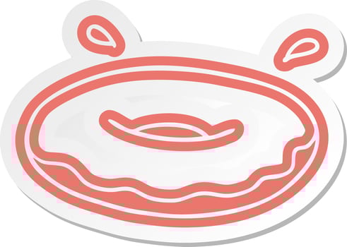 cartoon sticker of an iced ring donut vector