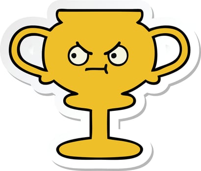 sticker of a cute cartoon trophy vector