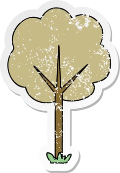 distressed sticker of a quirky hand drawn cartoon tree vector