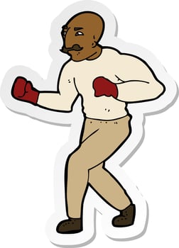 sticker of a cartoon boxer vector