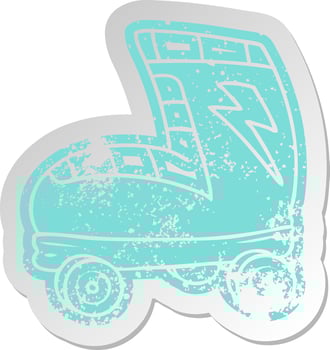 distressed old sticker roller skate boot vector