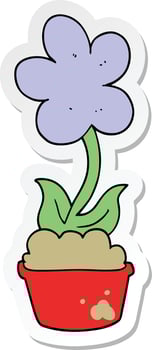 sticker of a cute cartoon flower vector
