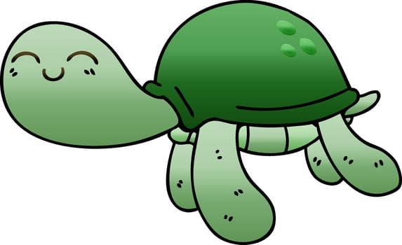 quirky gradient shaded cartoon turtle vector
