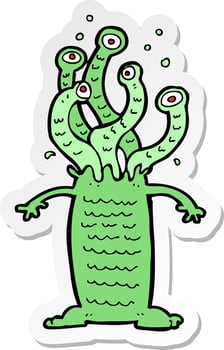 sticker of a cartoon monster vector