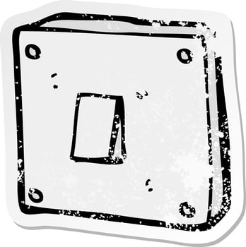 retro distressed sticker of a cartoon light switch vector