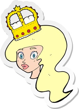 sticker of a cartoon person wearing crown vector