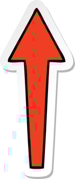 sticker of a quirky hand drawn cartoon arrow vector