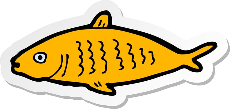 sticker of a cartoon fish vector