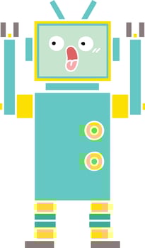 flat color retro cartoon robot vector