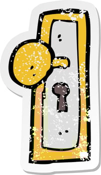 retro distressed sticker of a cartoon door knob vector