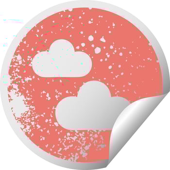 distressed circular peeling sticker symbol snow cloud vector