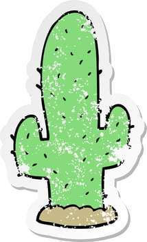 distressed sticker of a cartoon cactus vector