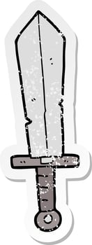 distressed sticker of a cartoon old sword vector
