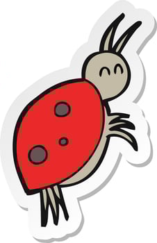 sticker of a cartoon ladybug vector