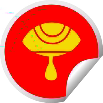 circular peeling sticker cartoon crying eye vector