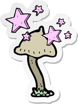 sticker of a cartoon mushroom vector