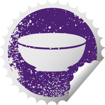 quirky distressed circular peeling sticker symbol bowl vector