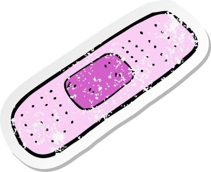 retro distressed sticker of a cartoon medical plaster vector