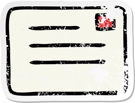 distressed sticker of a cute cartoon letter vector