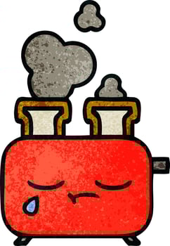 retro grunge texture cartoon of a toaster vector