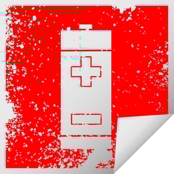 distressed square peeling sticker symbol electrical battery vector