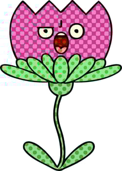 comic book style cartoon flower vector