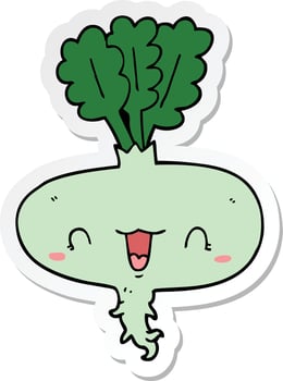 sticker of a cartoon turnip vector