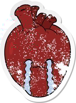 distressed sticker of a cartoon heart vector
