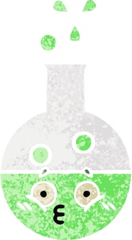 retro illustration style cartoon test tube vector