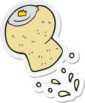 sticker of a cartoon champagne cork vector