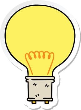 sticker of a quirky hand drawn cartoon light bulb vector