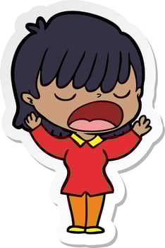 sticker of a cartoon woman talking loudly vector
