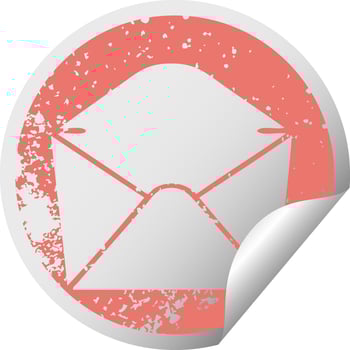 quirky distressed circular peeling sticker symbol envelope vector