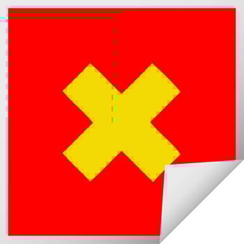square peeling sticker cartoon multiplication symbol vector