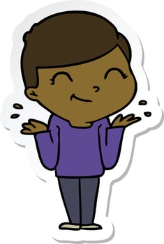 sticker of a cartoon boy smiling vector