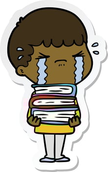 sticker of a cartoon man crying vector