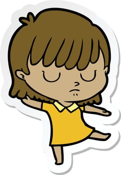 sticker of a cartoon woman vector