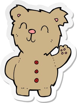sticker of a cartoon teddy bear vector